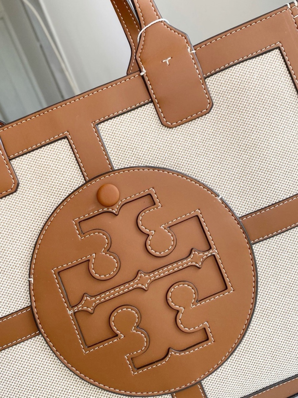 Tory Burch Ella Canvas Quadrant Tote Bag - Picture 4 of 7